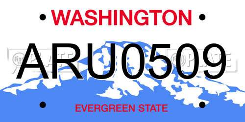 ARU0509 Washington License Plate
