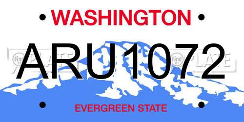 ARU1072 Washington License Plate