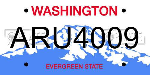 ARU4009 Washington License Plate