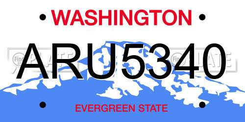 ARU5340 Washington License Plate