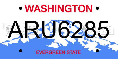 ARU6285 Washington License Plate