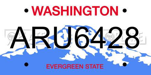 ARU6428 Washington License Plate