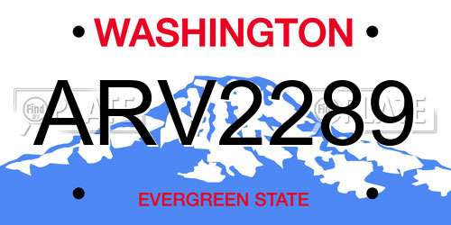 ARV2289 Washington License Plate