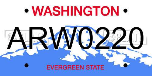ARW0220 Washington License Plate