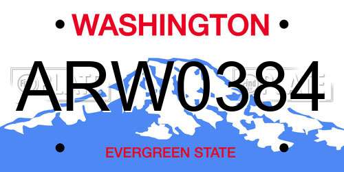 ARW0384 Washington License Plate