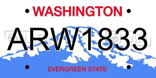 ARW1833 Washington License Plate