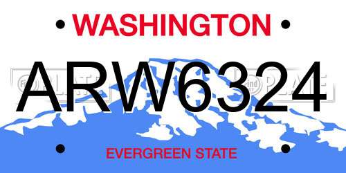 ARW6324 Washington License Plate