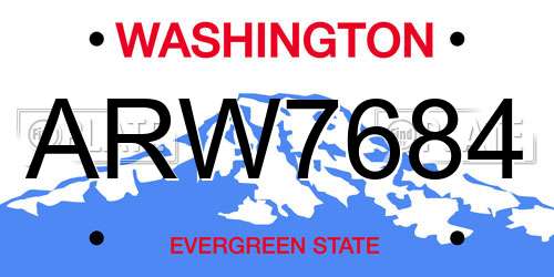 ARW7684 Washington License Plate