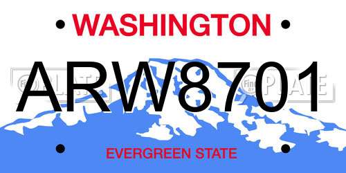 ARW8701 Washington License Plate