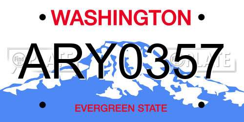 ARY0357 Washington License Plate