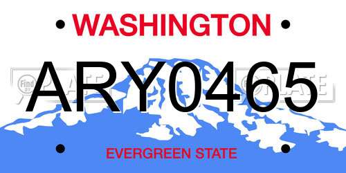 ARY0465 Washington License Plate