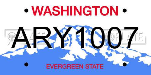 ARY1007 Washington License Plate