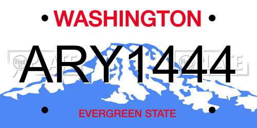 ARY1444 Washington License Plate