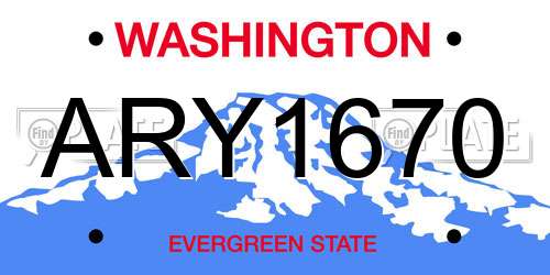 ARY1670 Washington License Plate