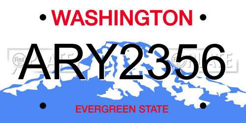 ARY2356 Washington License Plate