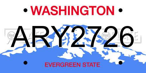ARY2726 Washington License Plate