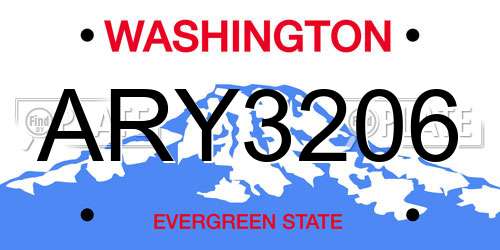 ARY3206 Washington License Plate