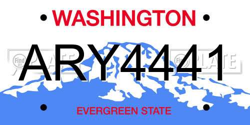 ARY4441 Washington License Plate