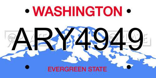 ARY4949 Washington License Plate