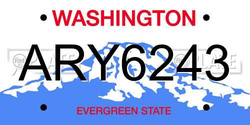 ARY6243 Washington License Plate