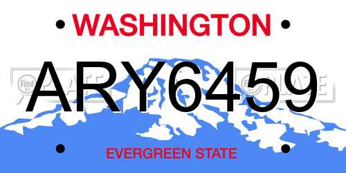 ARY6459 Washington License Plate