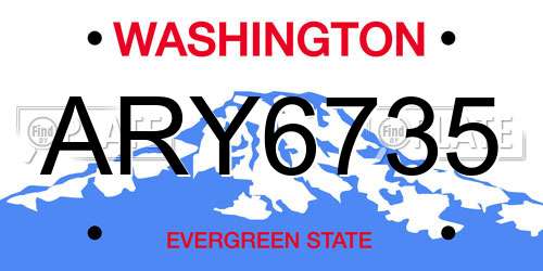 ARY6735 Washington License Plate