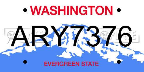 ARY7376 Washington License Plate