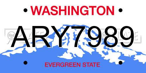 ARY7989 Washington License Plate
