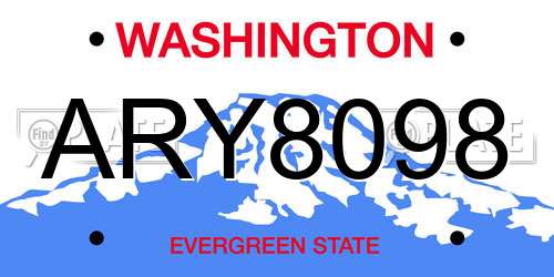 ARY8098 Washington License Plate