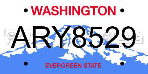 ARY8529 Washington License Plate