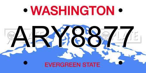 ARY8877 Washington License Plate