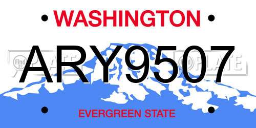 ARY9507 Washington License Plate