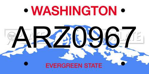 ARZ0967 Washington License Plate