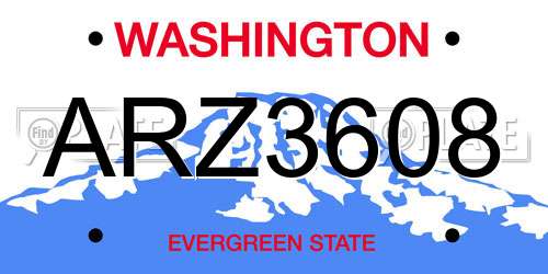 ARZ3608 Washington License Plate