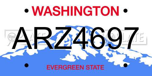 ARZ4697 Washington License Plate