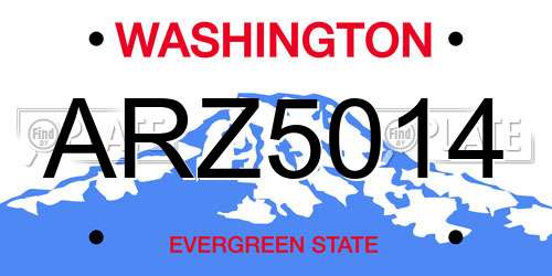 ARZ5014 Washington License Plate