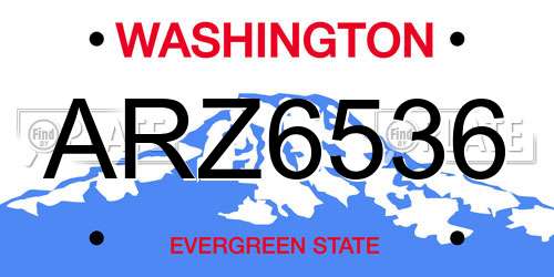 ARZ6536 Washington License Plate
