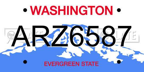ARZ6587 Washington License Plate