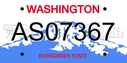 AS07367 Washington License Plate