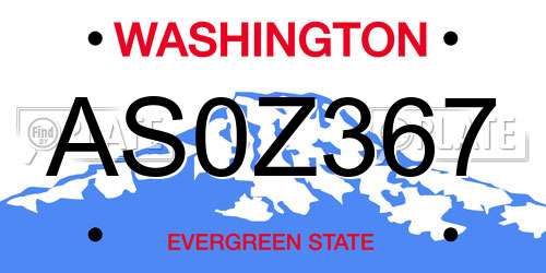 AS0Z367 Washington License Plate