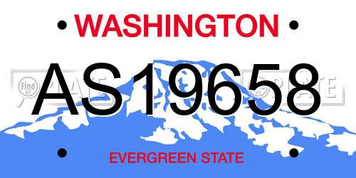 AS19658 Washington License Plate