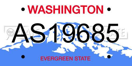 AS19685 Washington License Plate