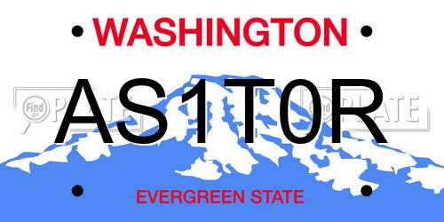 AS1T0R Washington License Plate