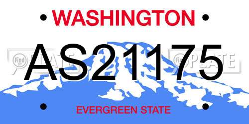 AS21175 Washington License Plate
