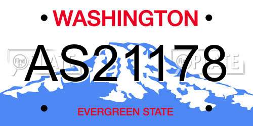 AS21178 Washington License Plate