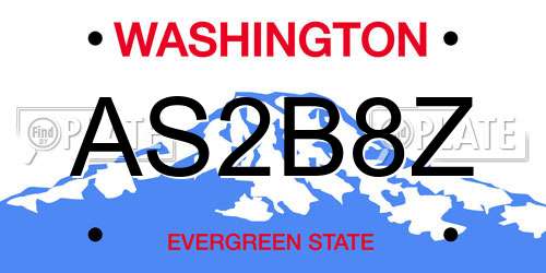 AS2B8Z Washington License Plate