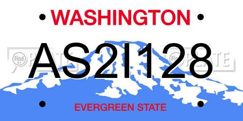 AS2I128 Washington License Plate