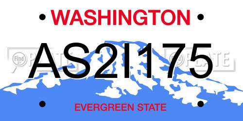 AS2I175 Washington License Plate