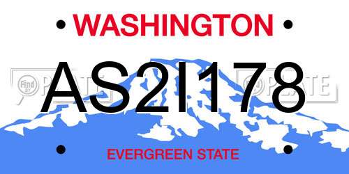 AS2I178 Washington License Plate