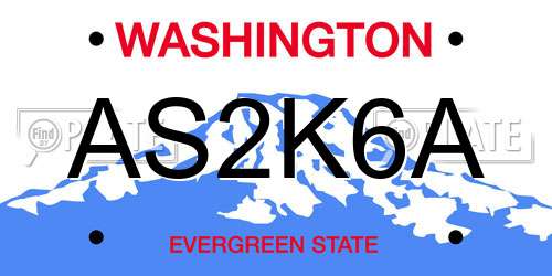 AS2K6A Washington License Plate